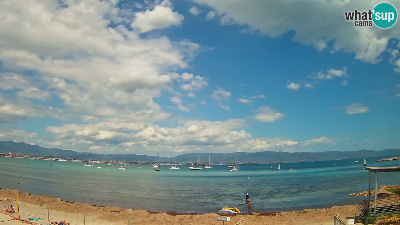 Spletna kamera Cagliari Windsurf Club – Pogled v živo s plaže Poetto