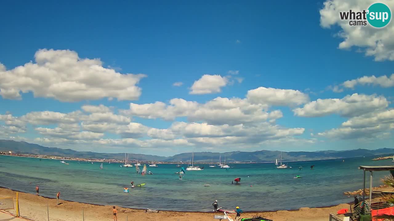 Spletna kamera Cagliari Windsurf Club – Pogled v živo s plaže Poetto