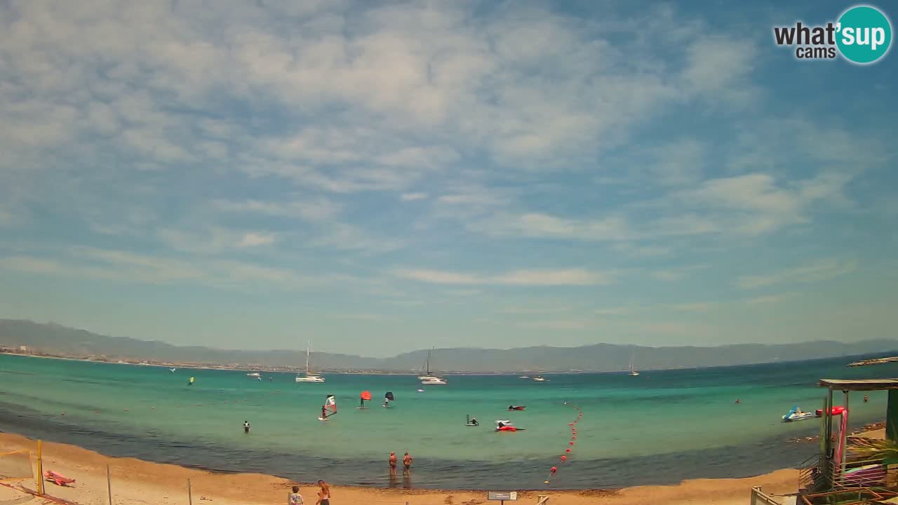 Spletna kamera Cagliari Windsurf Club – Pogled v živo s plaže Poetto