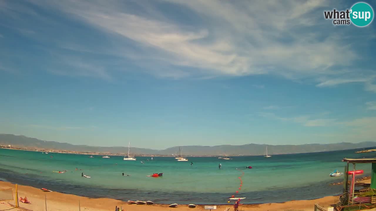 Spletna kamera Cagliari Windsurf Club – Pogled v živo s plaže Poetto