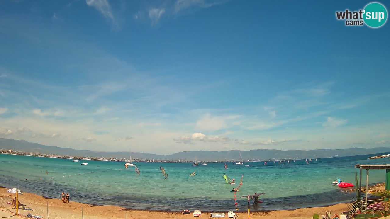 Spletna kamera Cagliari Windsurf Club – Pogled v živo s plaže Poetto