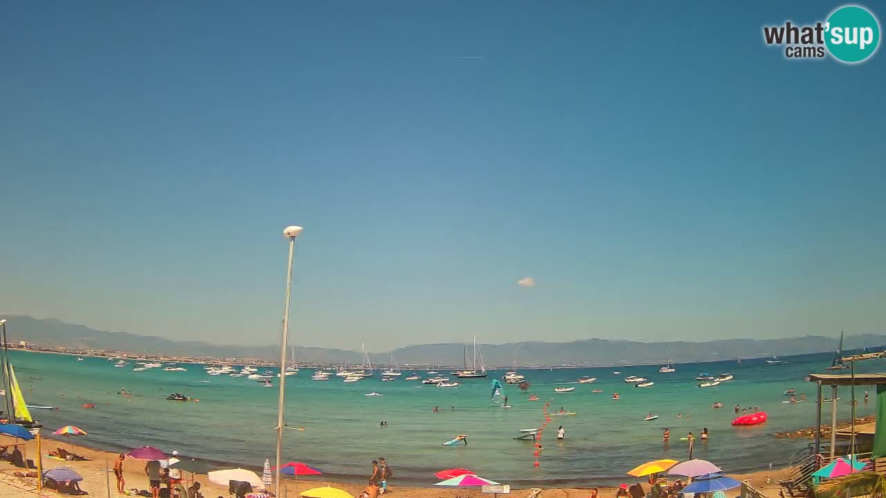 Spletna kamera Cagliari Windsurf Club – Pogled v živo s plaže Poetto