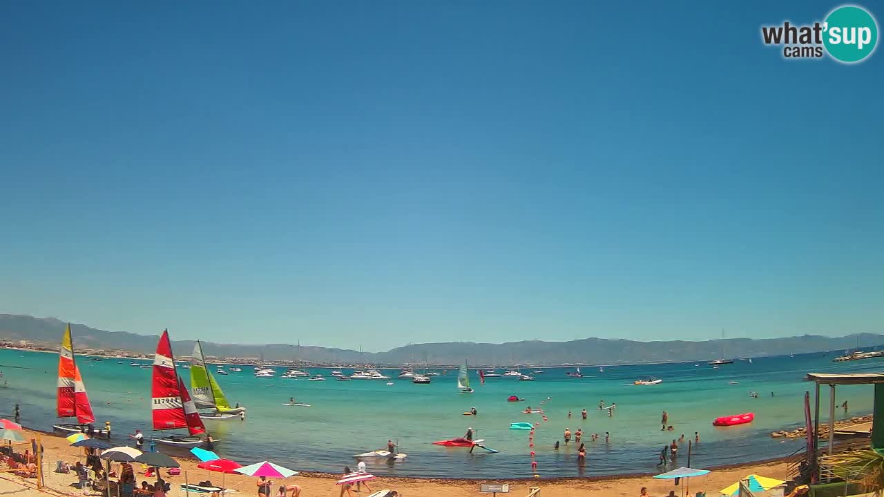 Spletna kamera Cagliari Windsurf Club – Pogled v živo s plaže Poetto