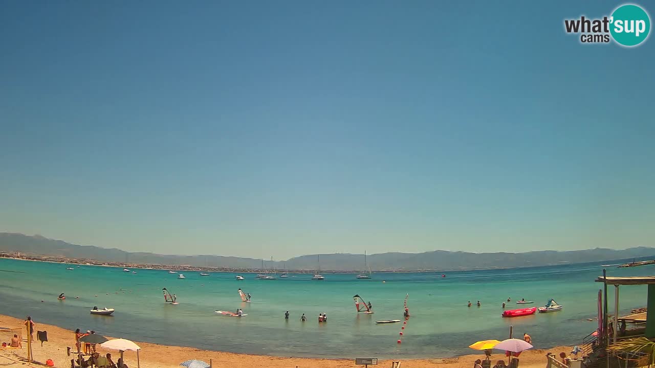 Spletna kamera Cagliari Windsurf Club – Pogled v živo s plaže Poetto