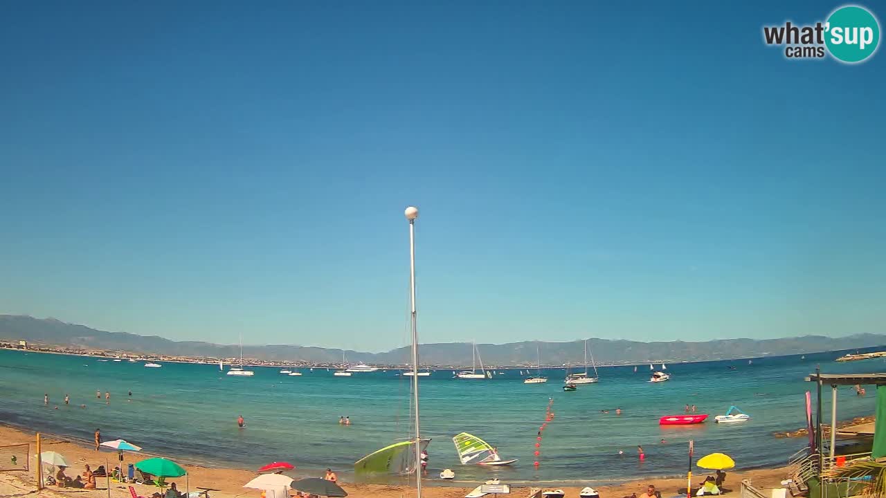 Spletna kamera Cagliari Windsurf Club – Pogled v živo s plaže Poetto