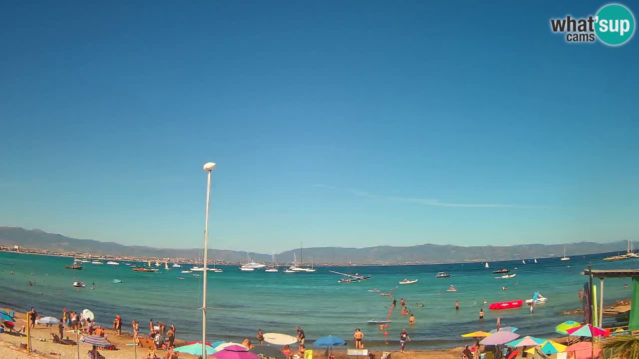 Spletna kamera Cagliari Windsurf Club – Pogled v živo s plaže Poetto