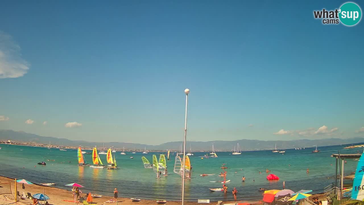 Spletna kamera Cagliari Windsurf Club – Pogled v živo s plaže Poetto