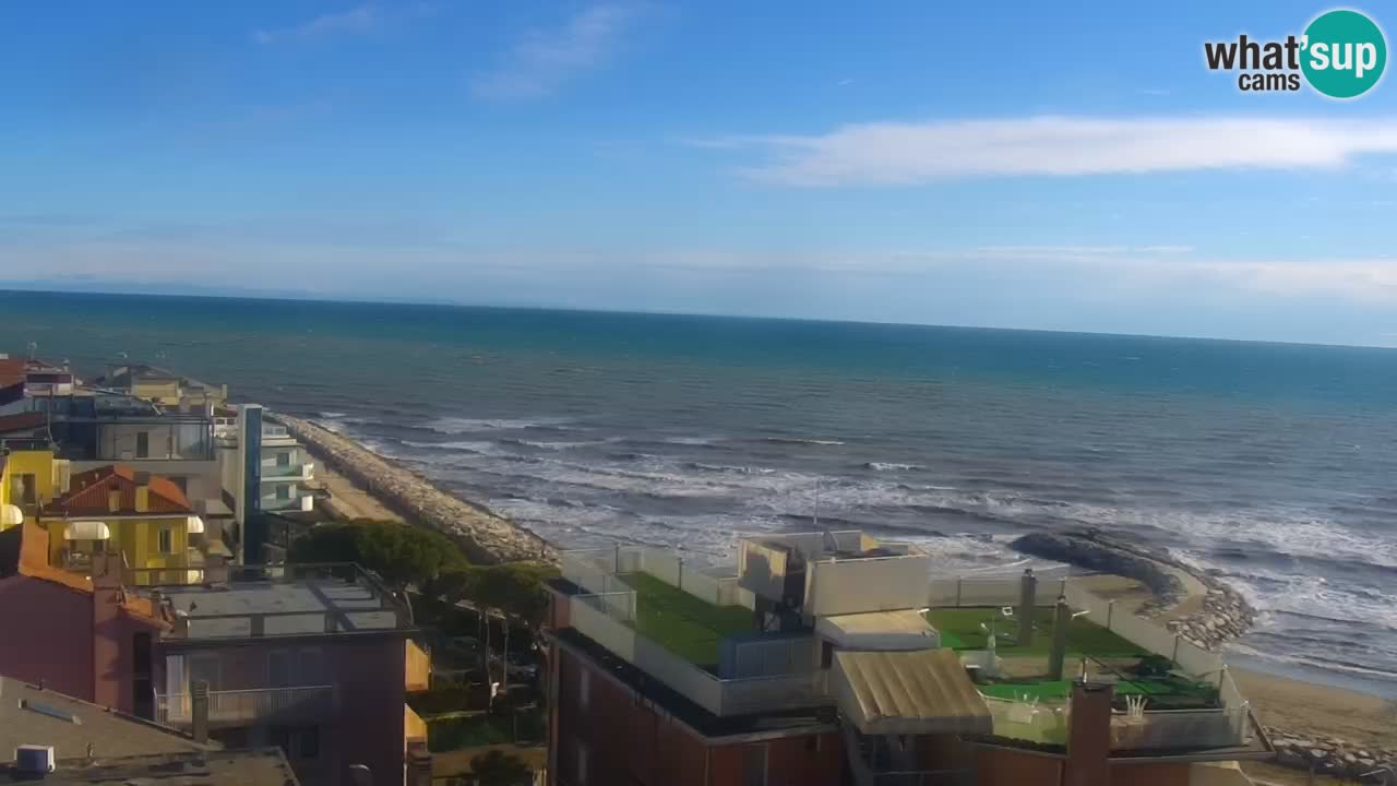 Caorle webcam Ponente beach from hotel Marco Polo