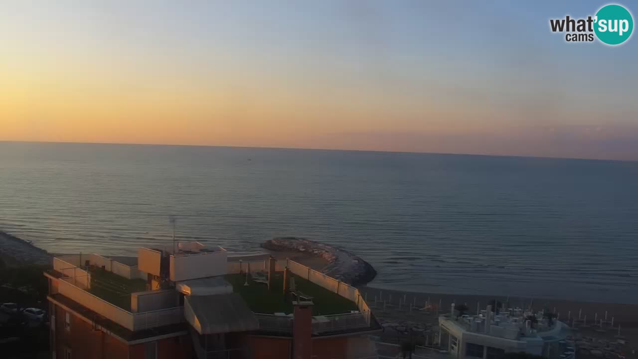 Caorle webcam Ponente beach from hotel Marco Polo