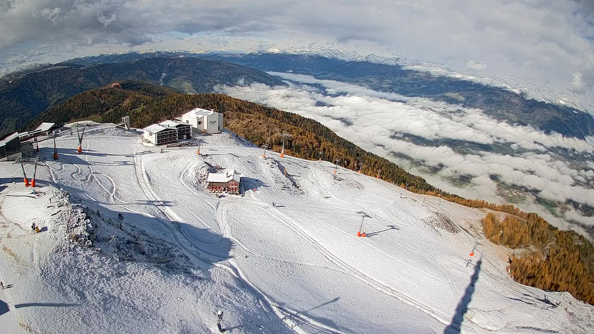 Skigebiet Kronplatz Gipfel | Blick auf Bruneck