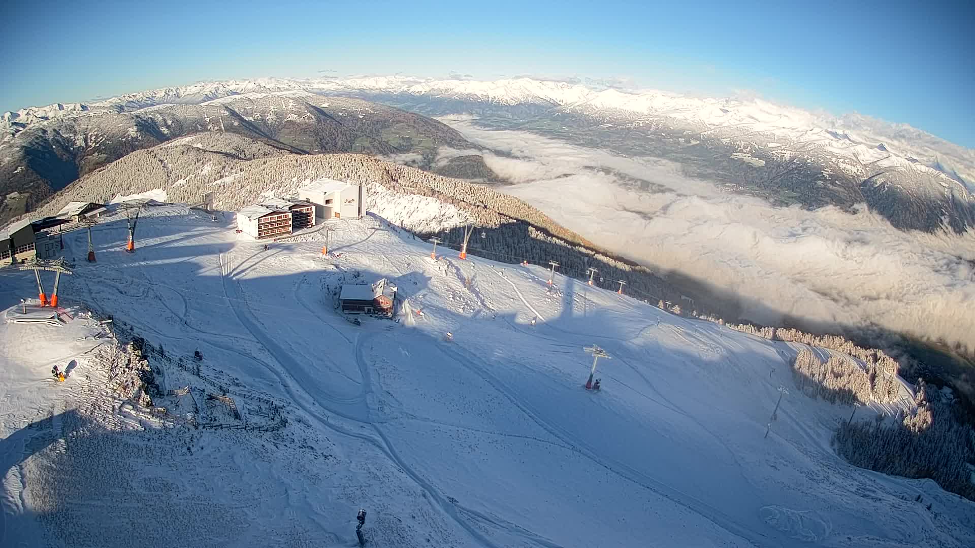 Skigebiet Kronplatz Gipfel | Blick auf Bruneck