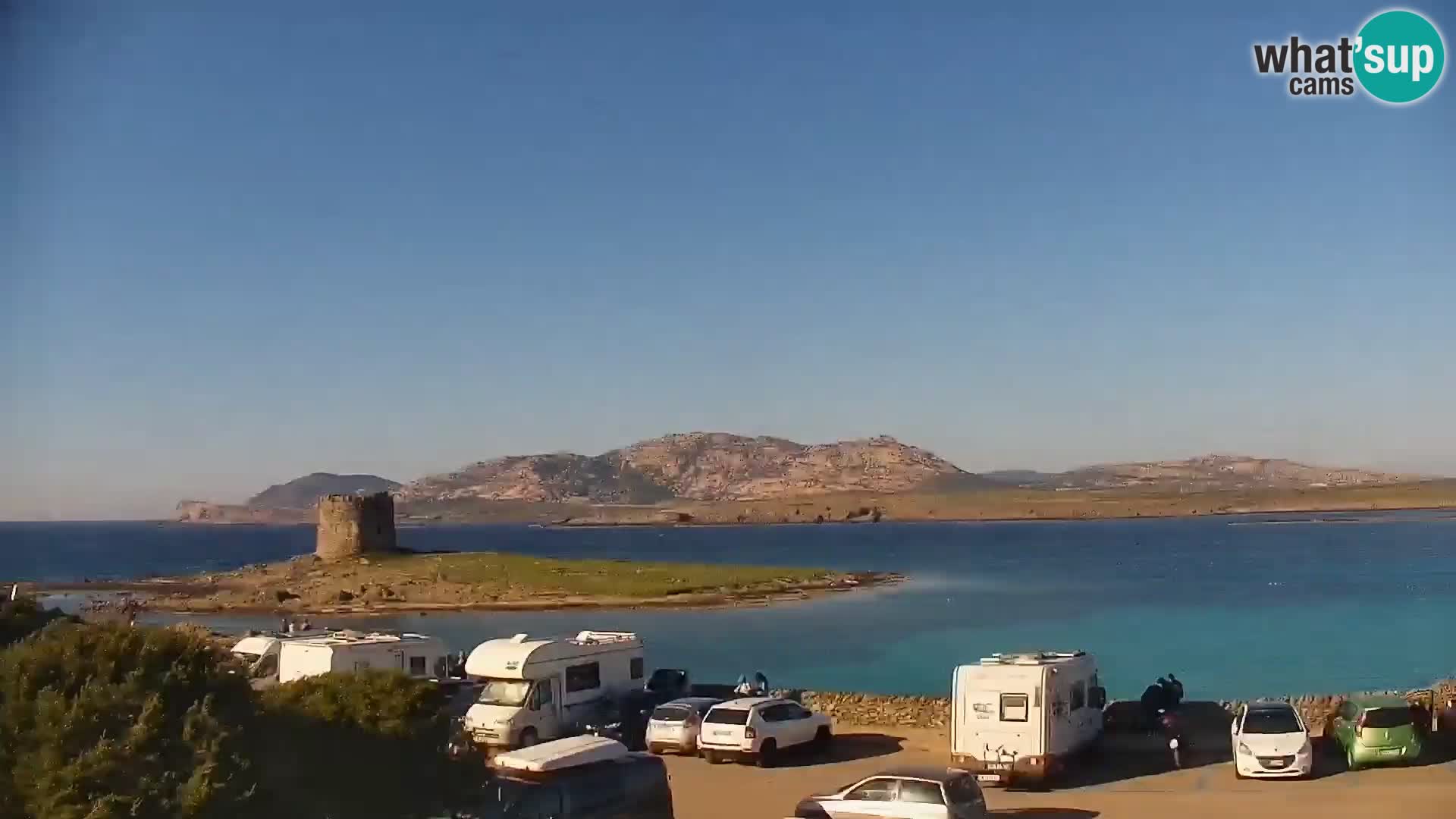 Stintino Spletna kamera v živo Plaža La Pelosa – Sardinija – Italija