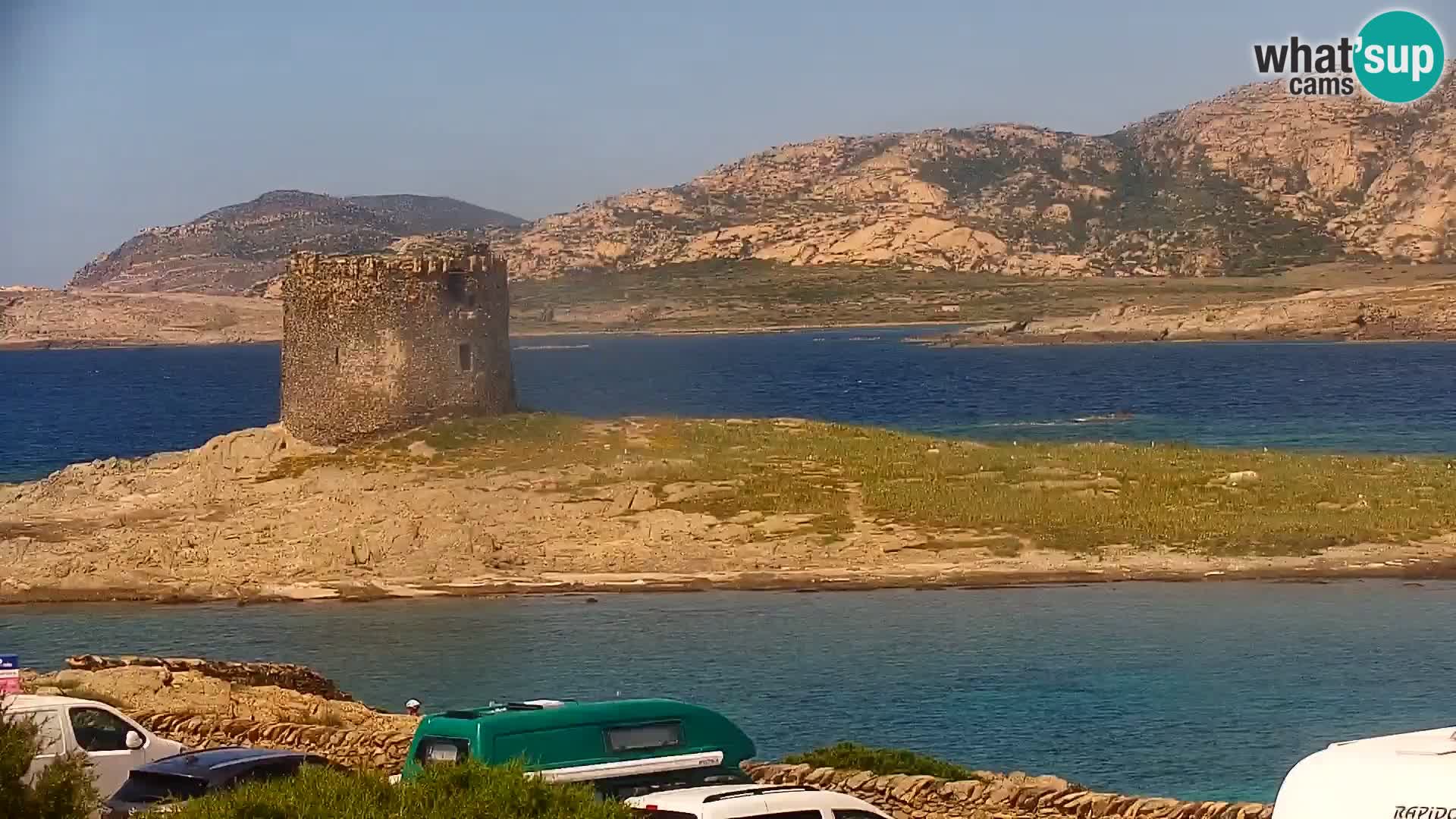 Stintino Spletna kamera v živo Plaža La Pelosa – Sardinija – Italija