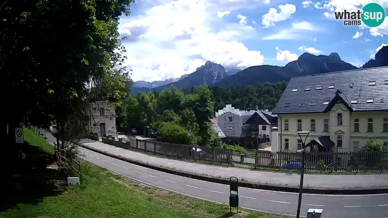 Trbiž kamera v živo – kolesarska pot in Mangart v ozadju