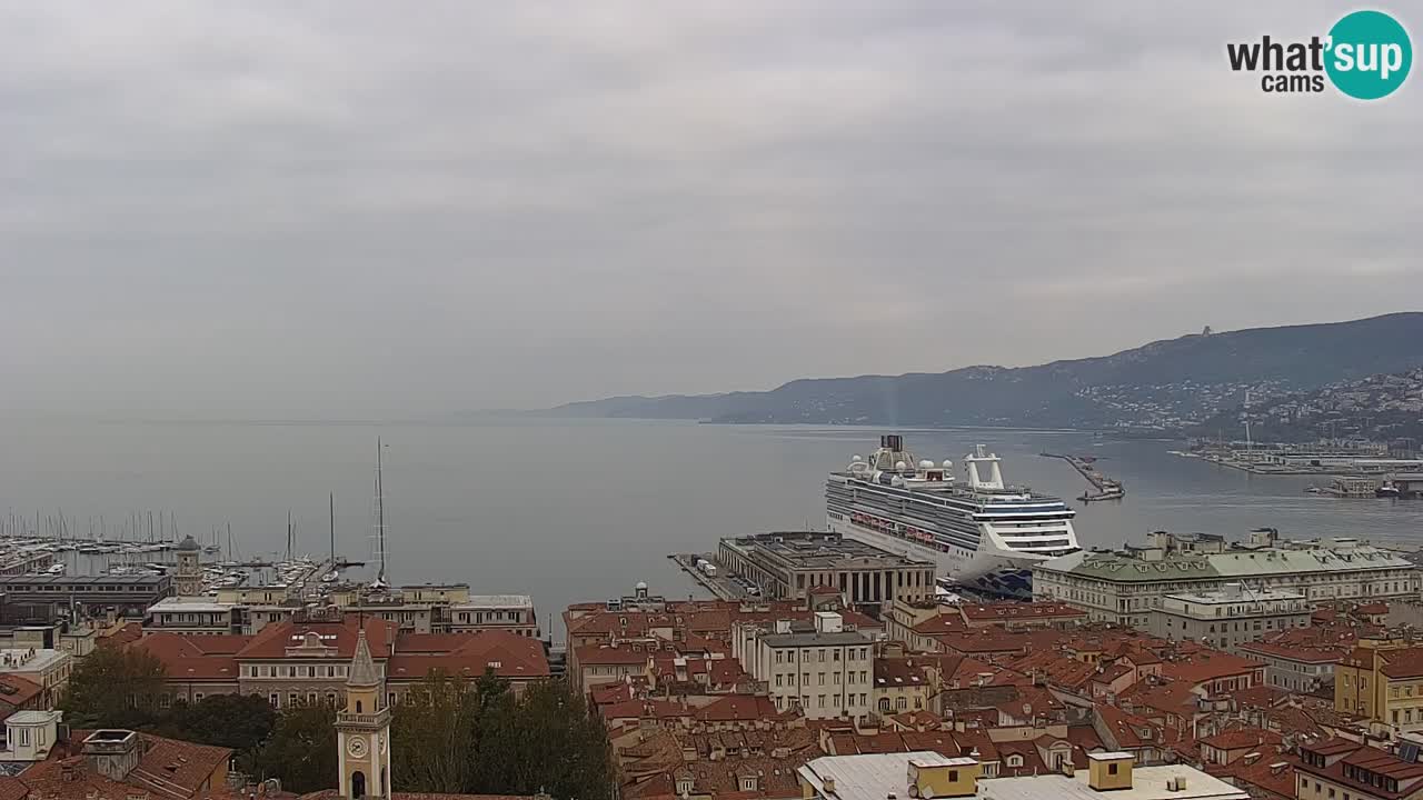 Live webcam Trieste – Panorama of the city, the Gulf, the maritime station and the Miramare castle