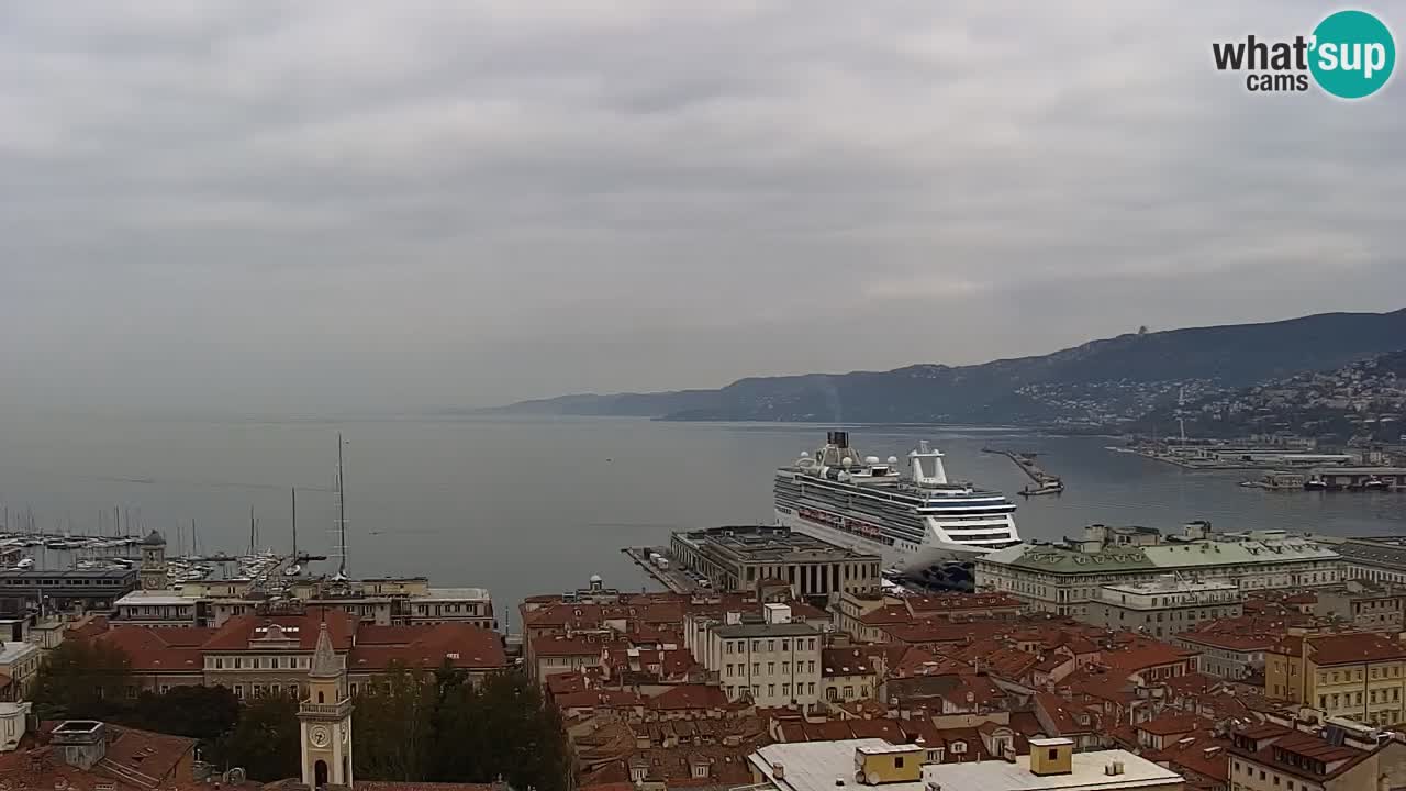 Live webcam Trieste – Panorama of the city, the Gulf, the maritime station and the Miramare castle