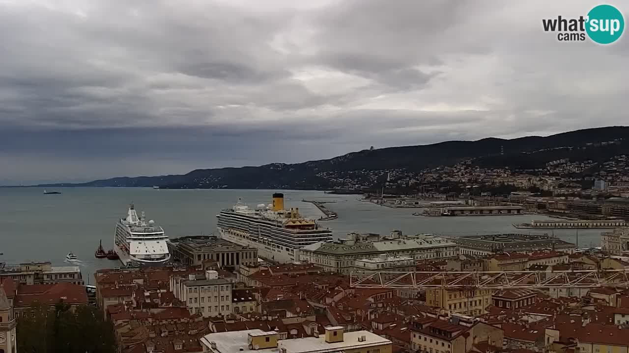 Live webcam Trieste – Panorama della città, del Golfo, stazione marittima e del castello di Miramare