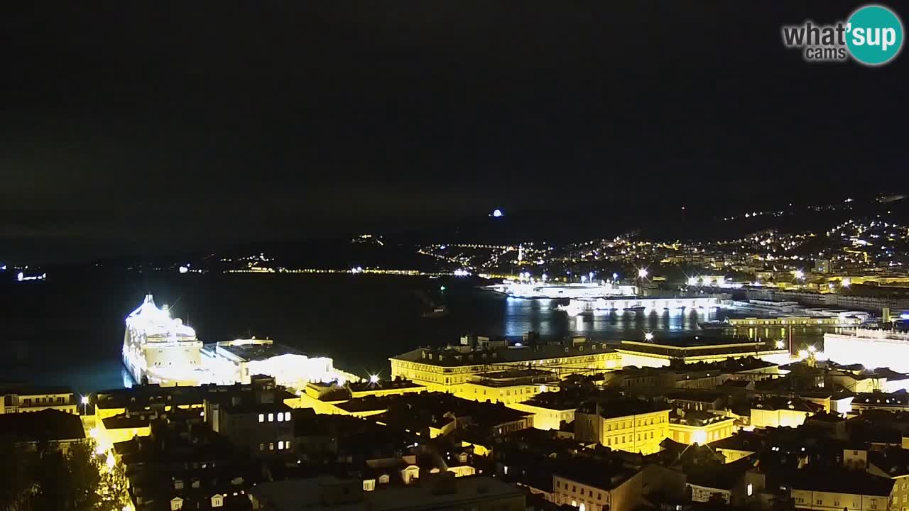 Webcam en direct Trieste, ville, golfe, port et château de Miramare