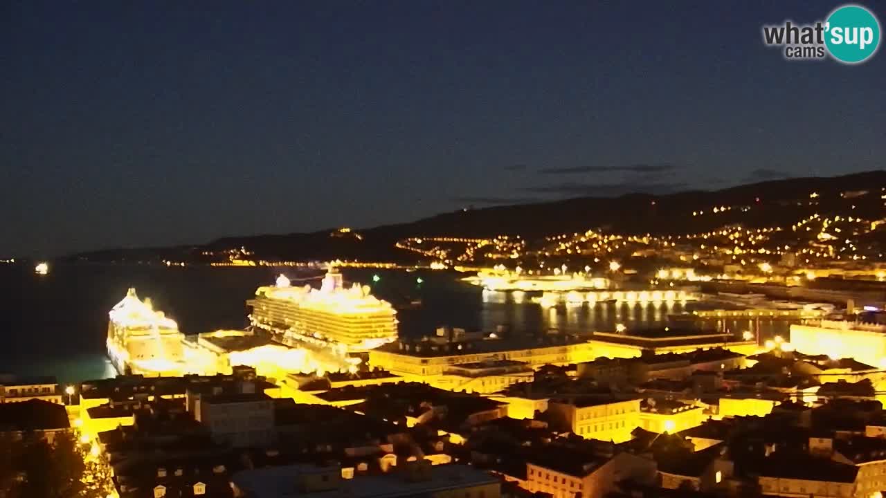 Webcam en direct Trieste, ville, golfe, port et château de Miramare