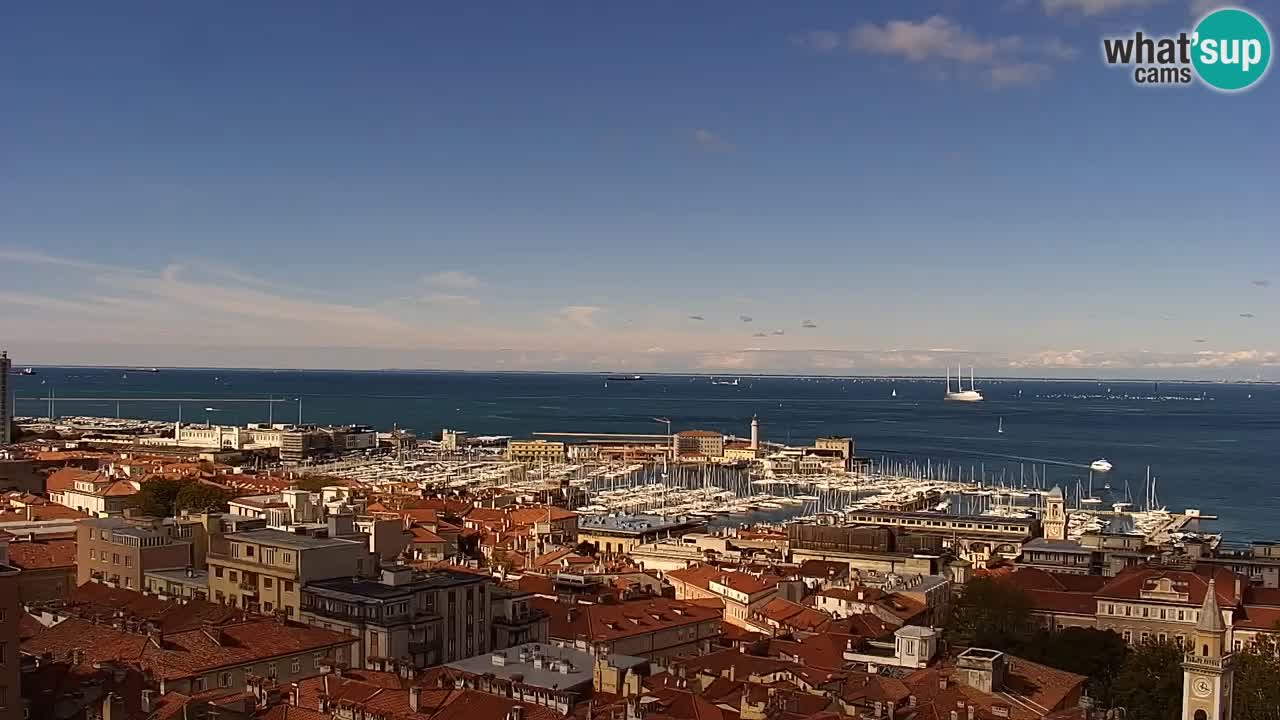 Webcam en vivo Trieste, ciudad, golfo, puerto y castillo de Miramare