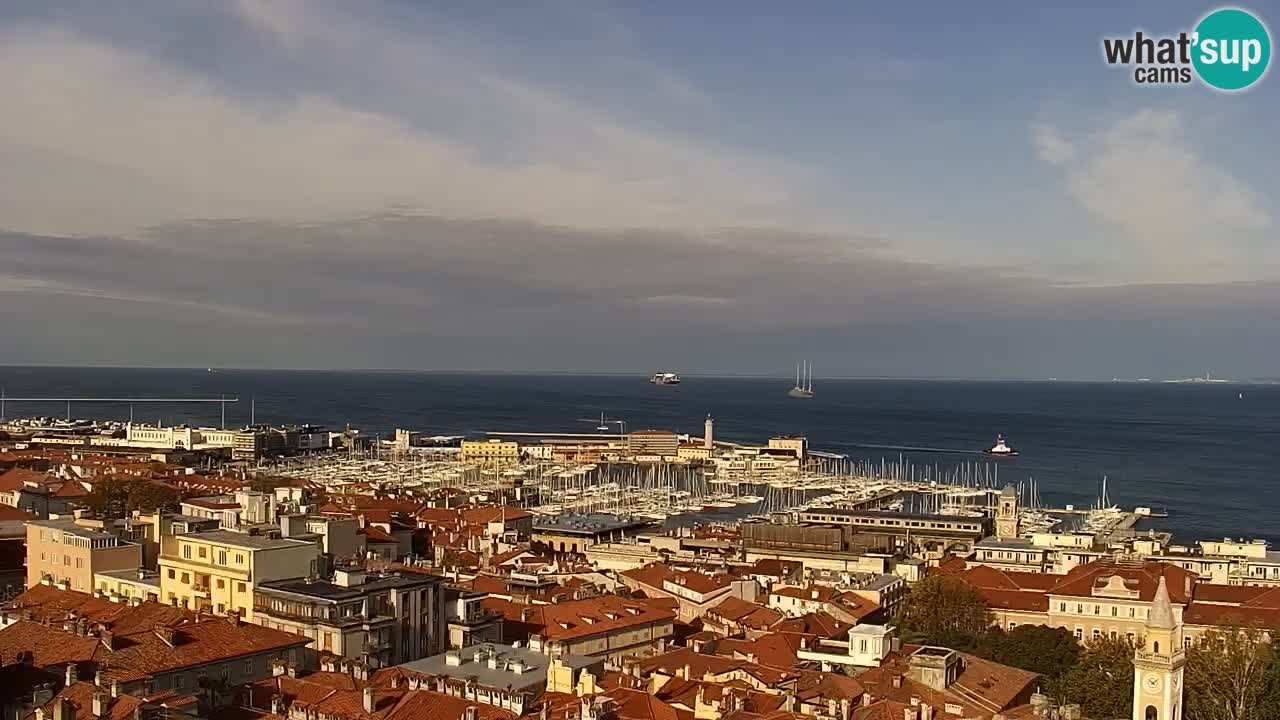 Live webcam Trieste – Panorama of the city, the Gulf, the maritime station and the Miramare castle