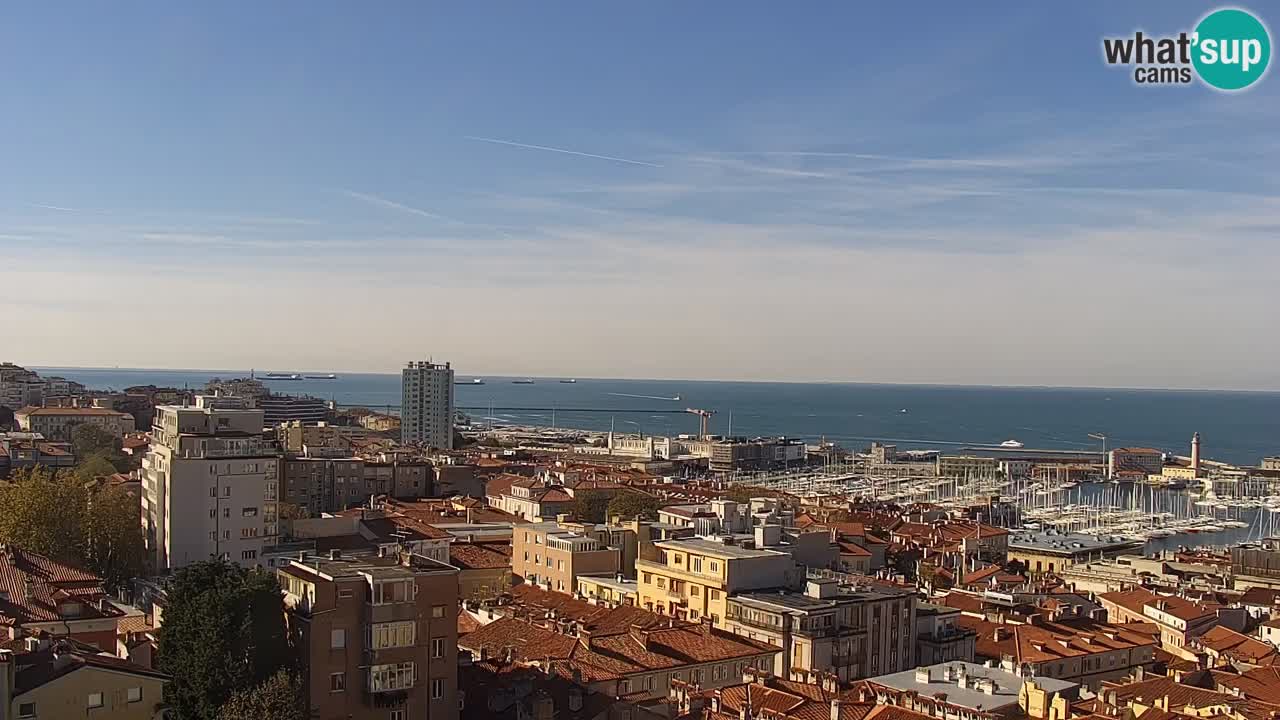 Webcam en vivo Trieste, ciudad, golfo, puerto y castillo de Miramare