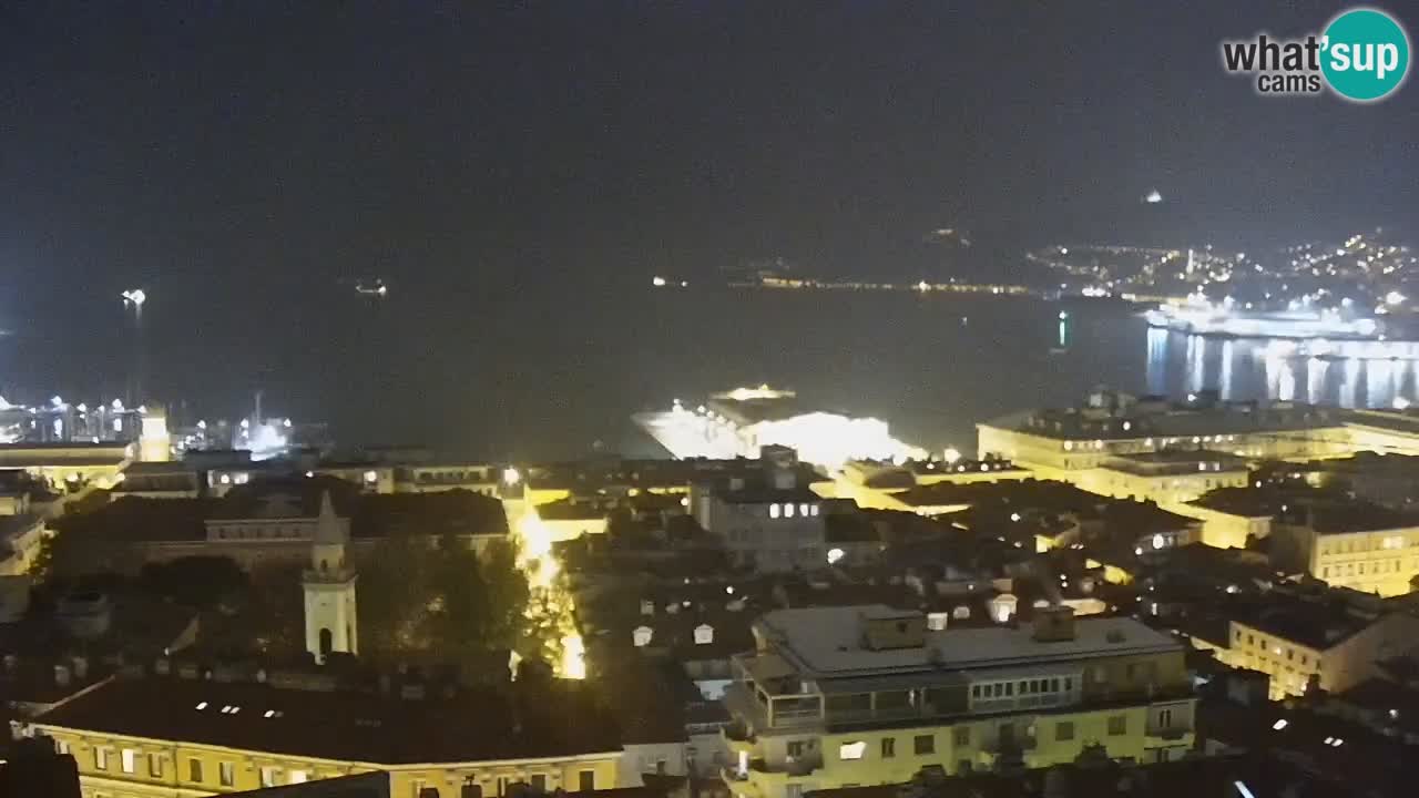 Webcam en direct Trieste, ville, golfe, port et château de Miramare