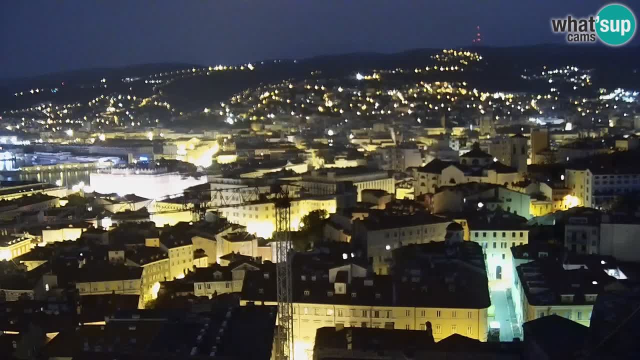 Spletna kamera v živo Trst – Panorama mesta, zaliva, pomorske postaje in gradu Miramar