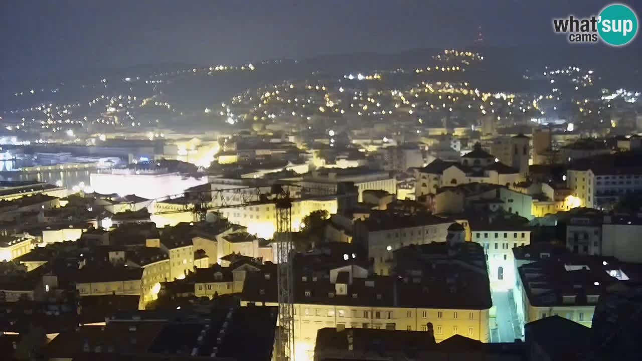 Spletna kamera v živo Trst – Panorama mesta, zaliva, pomorske postaje in gradu Miramar