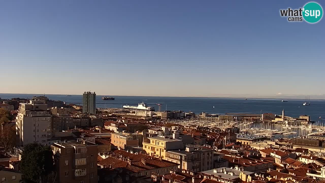 Webcam en vivo Trieste, ciudad, golfo, puerto y castillo de Miramare