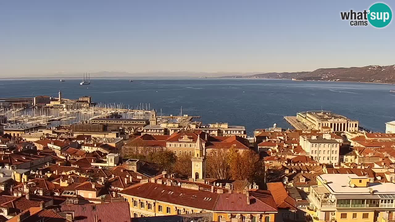 Webcam en vivo Trieste, ciudad, golfo, puerto y castillo de Miramare