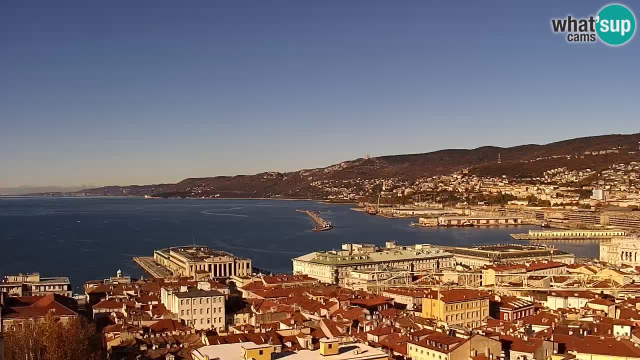 Webcam en vivo Trieste, ciudad, golfo, puerto y castillo de Miramare