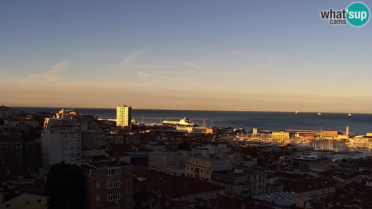 Live webcam Trieste – Panorama of the city, the Gulf, the maritime station and the Miramare castle