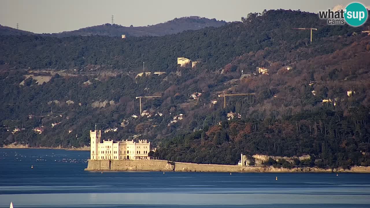 Webcam en direct Trieste, ville, golfe, port et château de Miramare