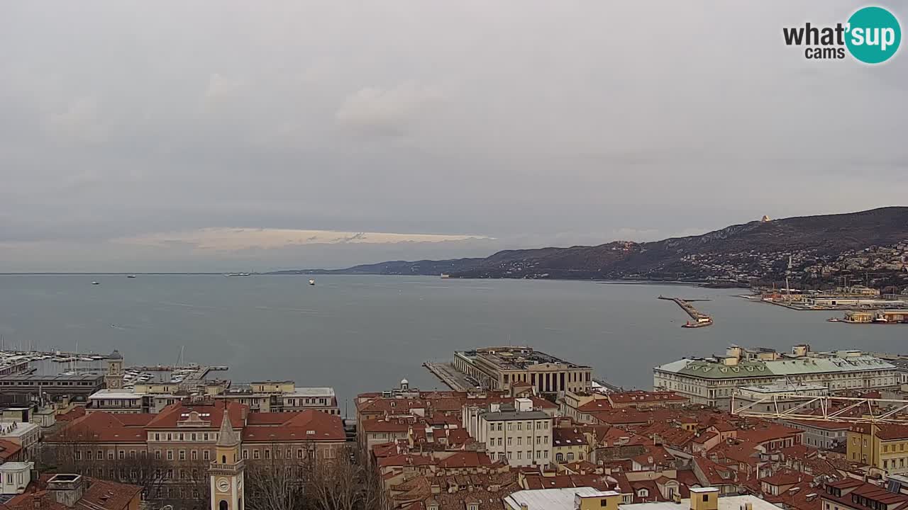 Webcam en direct Trieste, ville, golfe, port et château de Miramare