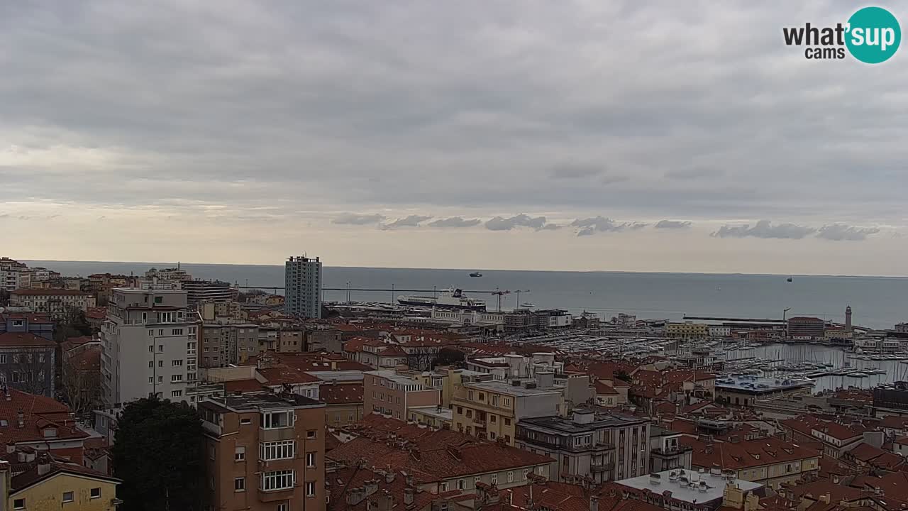 Webcam en direct Trieste, ville, golfe, port et château de Miramare