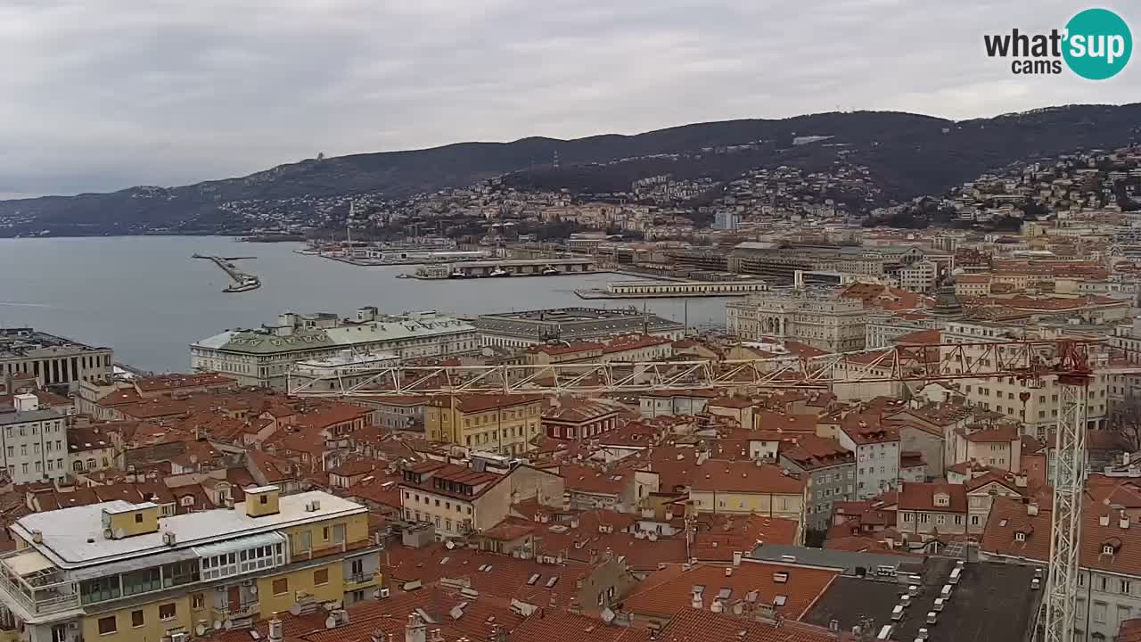 Webcam en direct Trieste, ville, golfe, port et château de Miramare