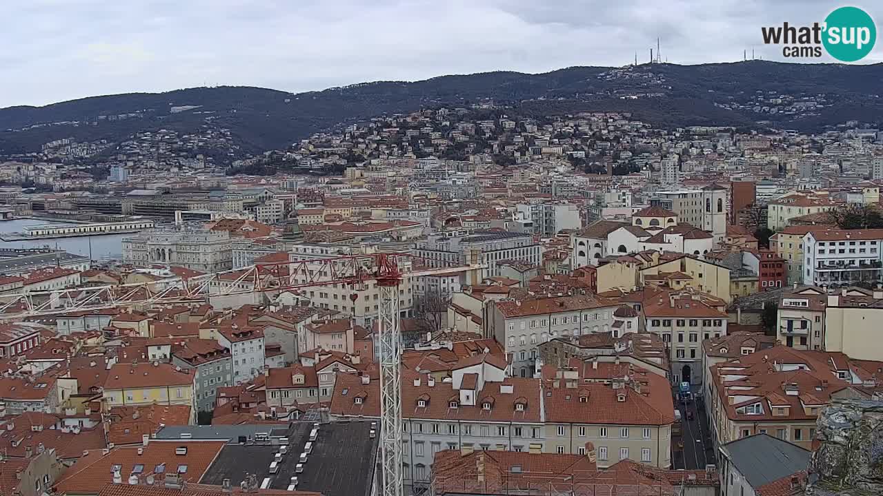 Spletna kamera v živo Trst – Panorama mesta, zaliva, pomorske postaje in gradu Miramar