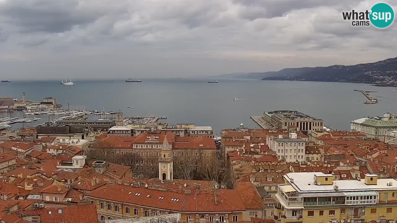 Webcam en direct Trieste, ville, golfe, port et château de Miramare