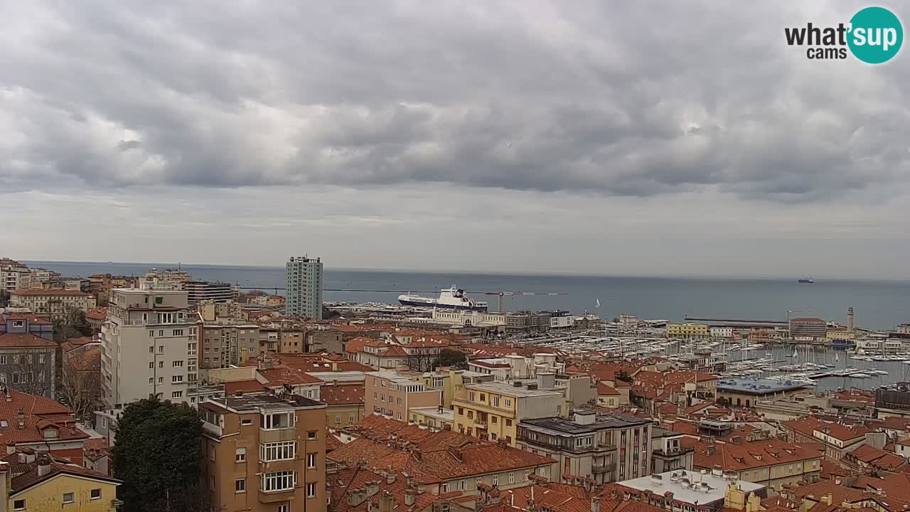 Webcam en direct Trieste, ville, golfe, port et château de Miramare