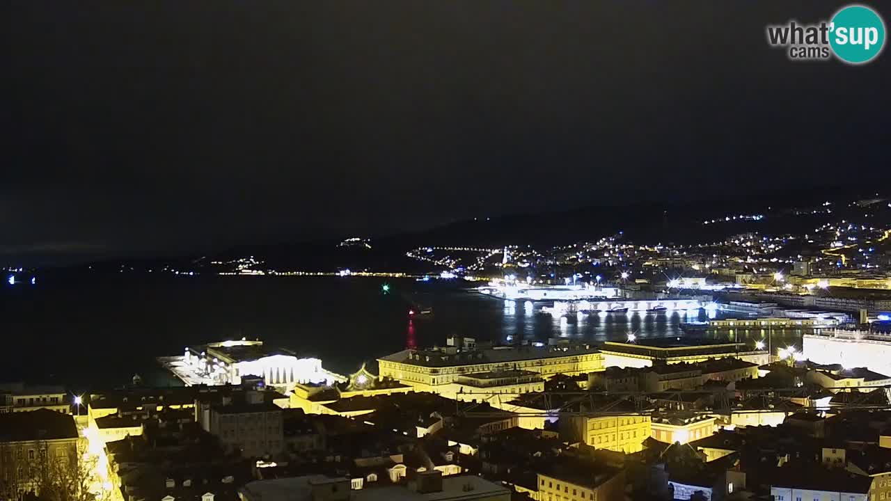 Webcam en direct Trieste, ville, golfe, port et château de Miramare