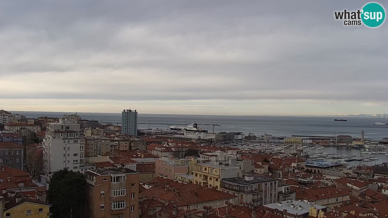 Webcam en direct Trieste, ville, golfe, port et château de Miramare