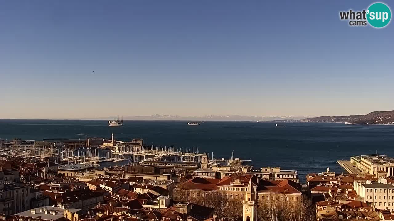 Webcam en vivo Trieste, ciudad, golfo, puerto y castillo de Miramare