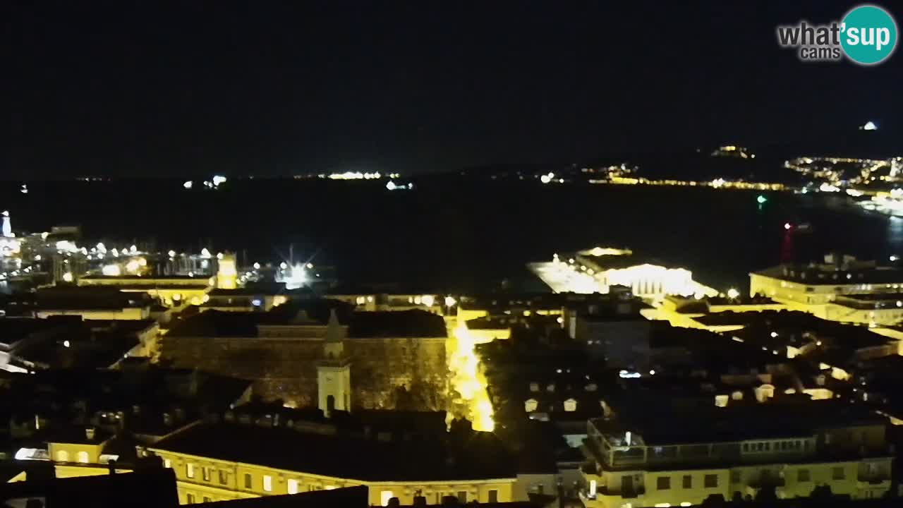 Webcam en direct Trieste, ville, golfe, port et château de Miramare