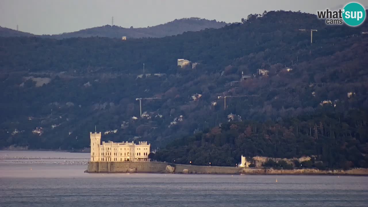 Webcam en direct Trieste, ville, golfe, port et château de Miramare