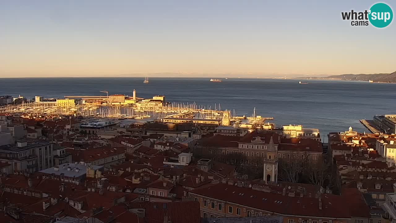 Live webcam Trieste – Panorama of the city, the Gulf, the maritime station and the Miramare castle