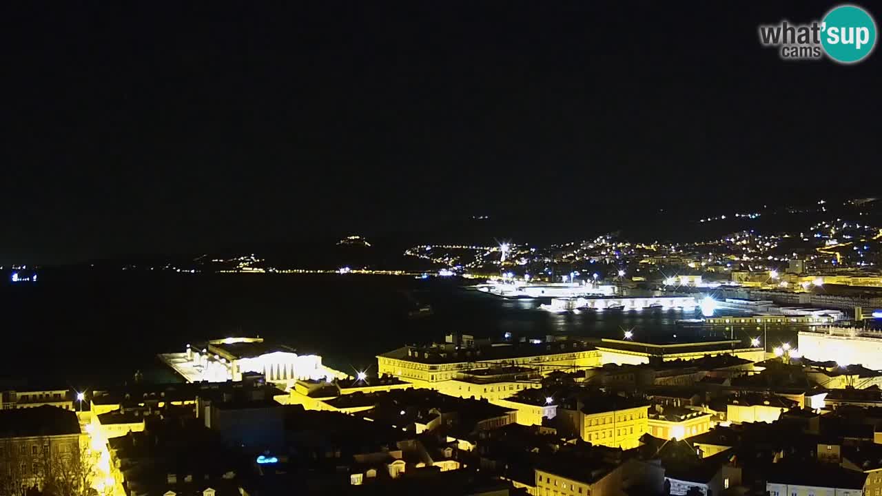 Webcam en direct Trieste, ville, golfe, port et château de Miramare