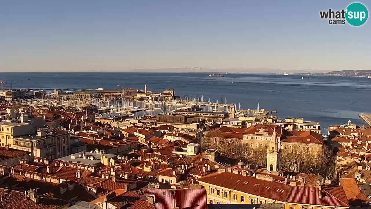 Live webcam Trieste – Panorama of the city, the Gulf, the maritime station and the Miramare castle