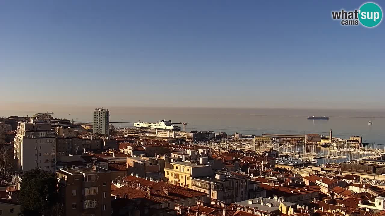 Live webcam Trieste – Panorama of the city, the Gulf, the maritime station and the Miramare castle