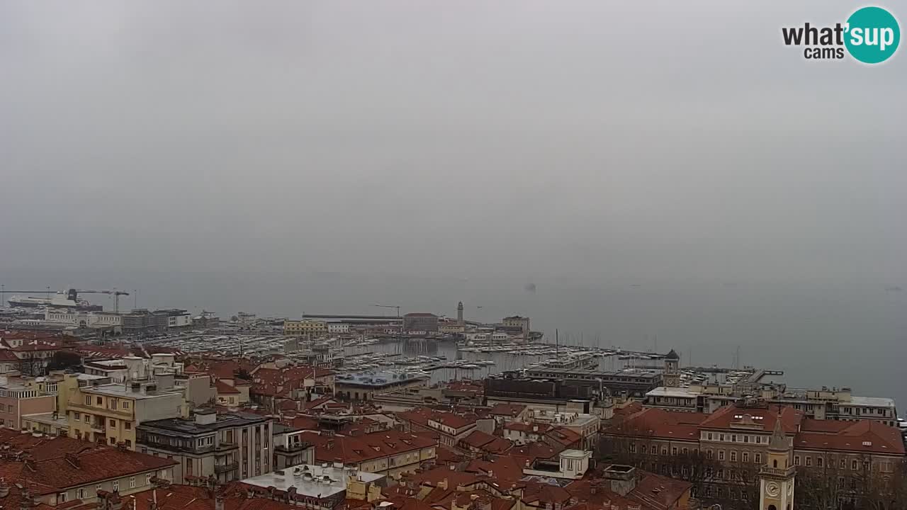 Webcam en direct Trieste, ville, golfe, port et château de Miramare